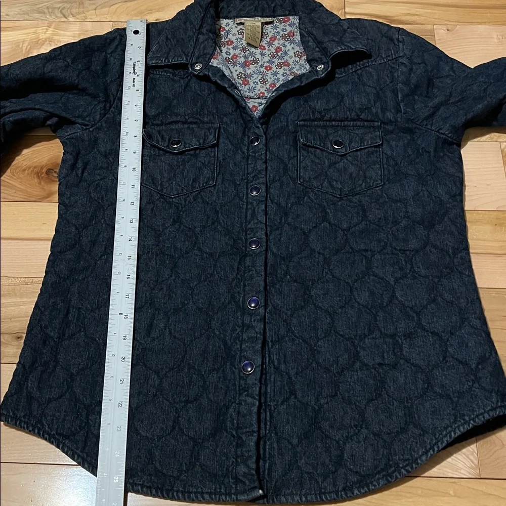 Cotton Ginny Dark Denim Quilted Shirt - Picture 5 of 12
